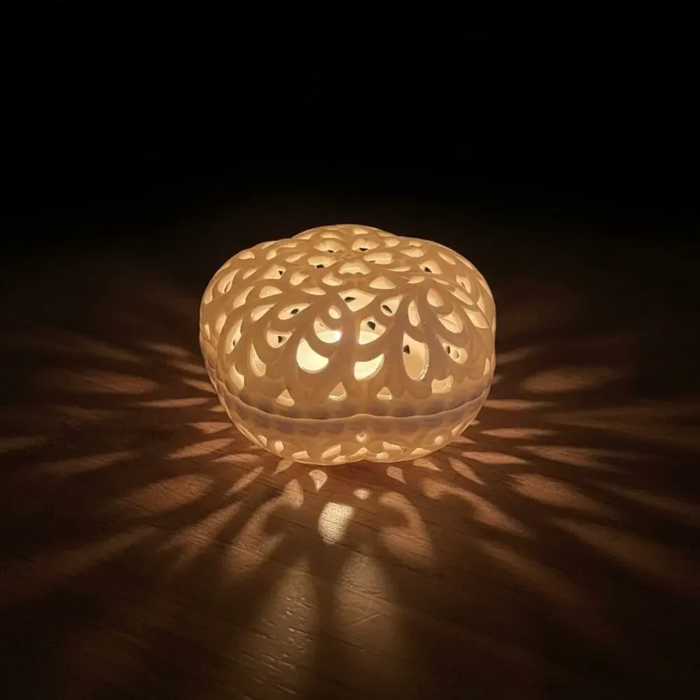 Vintage Oleg Cassini Reticulated Ceramic Trinket Box-Tea Light-Candle Holder-Lid